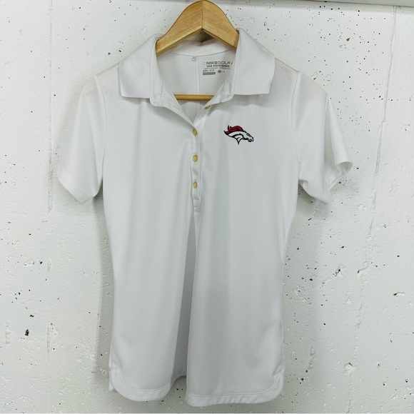 Nike Golf Women’s Small Tour Performance Dri-Fit Denver Broncos White Polo Shirt - Picture 5 of 13